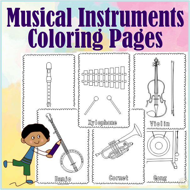 Musical instruments coloring pages made by teachers