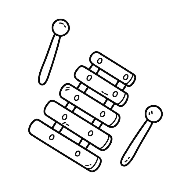 Premium vector coloring page with doodle xylophone