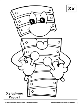 The letter x xylophone puppet printable cut and pastes arts and crafts