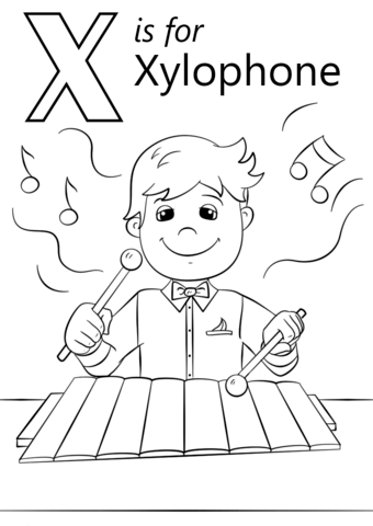Letter x is for xylophone coloring page free printable coloring pages
