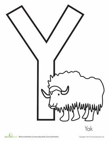 Y is for yak worksheet education letter activities preschool abc coloring pages alphabet preschool
