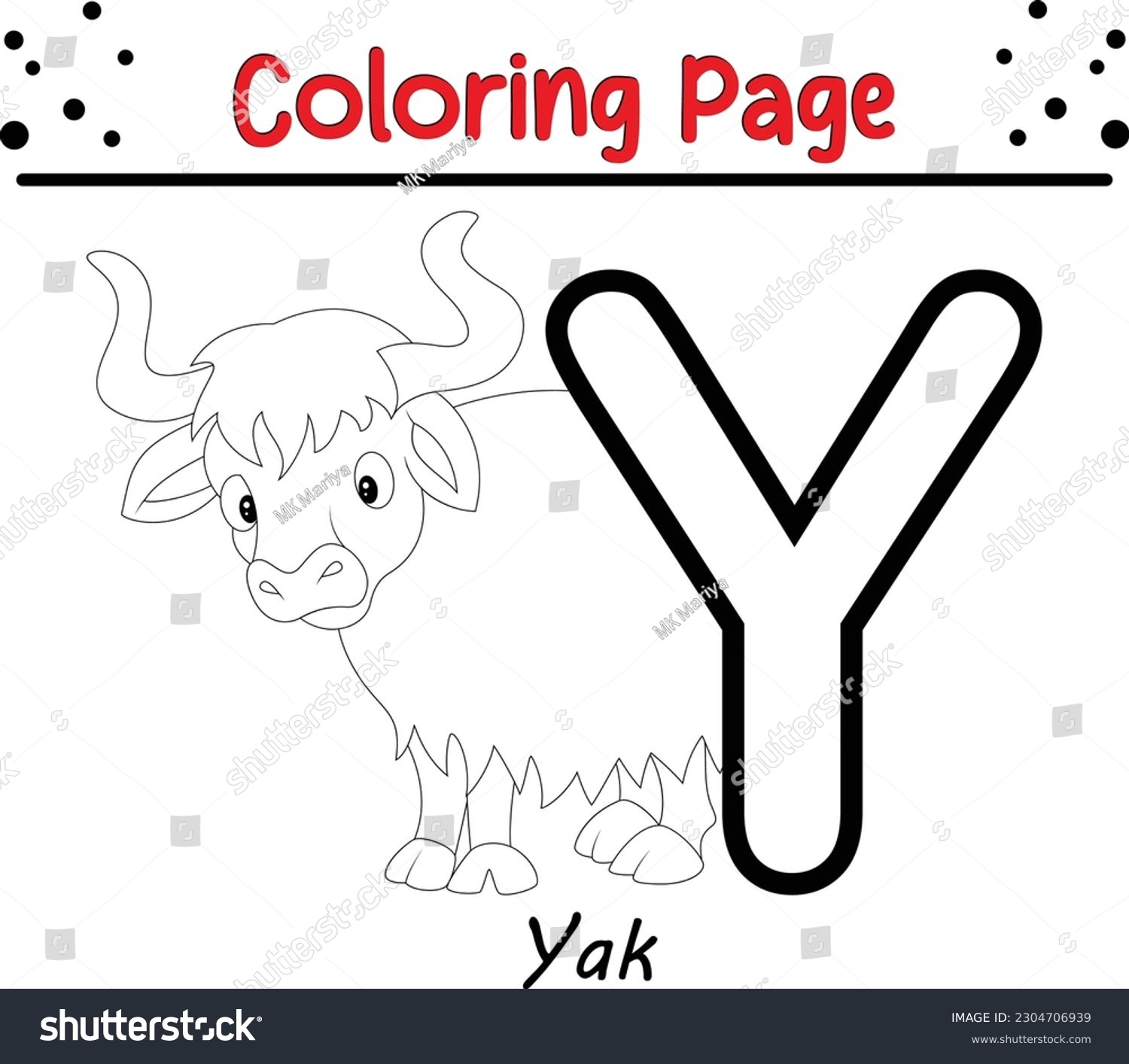 Animal alphabet coloring page coloring page stock vector royalty free