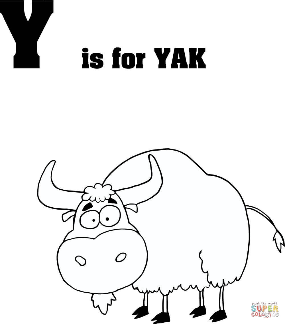 Letter y is for yak coloring page free printable coloring pages