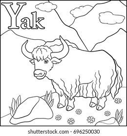 Coloring page cartoon animals alphabet y stock vector royalty free