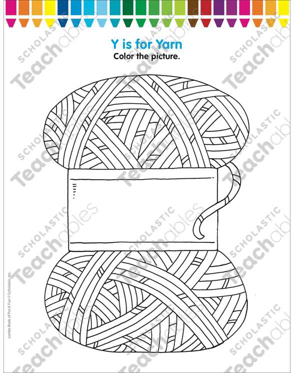 Y is for yarn coloring page printable coloring pages