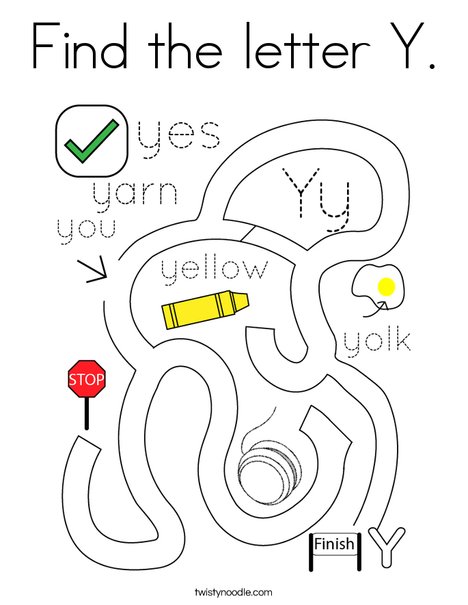 Find the letter y coloring page