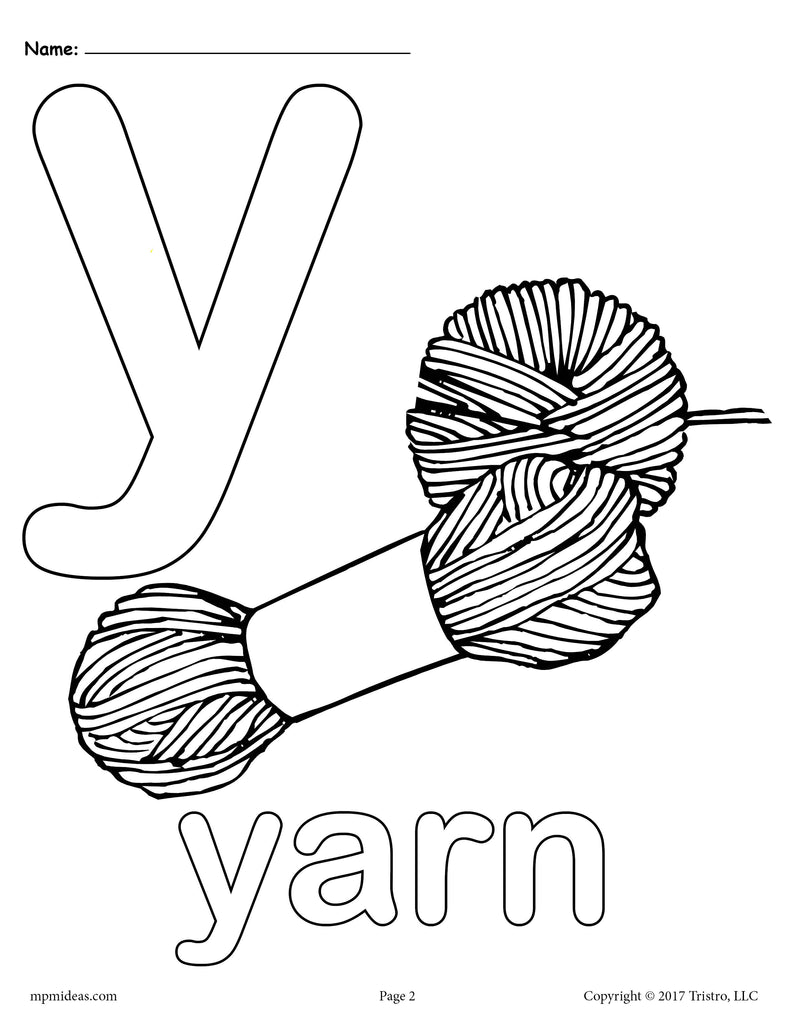 Letter y coloring pages