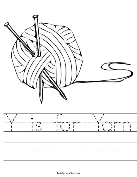 Y is for yarn worksheet