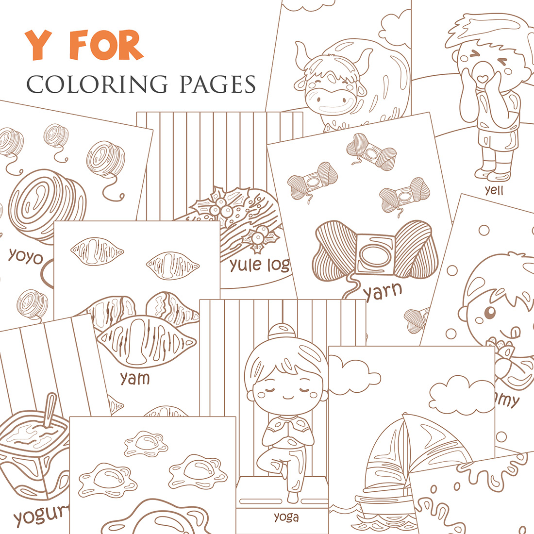 Alphabet y for vocabulary school letter reading writing font study learning student toodler kids lesson yogurt
