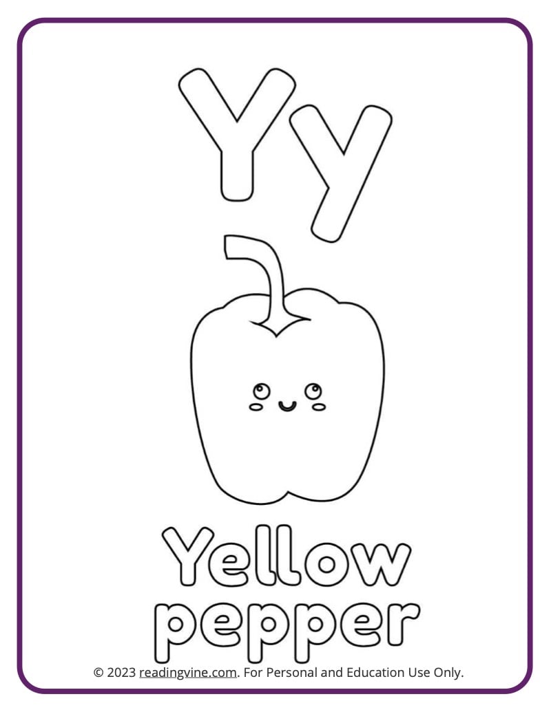 Letter y coloring pages