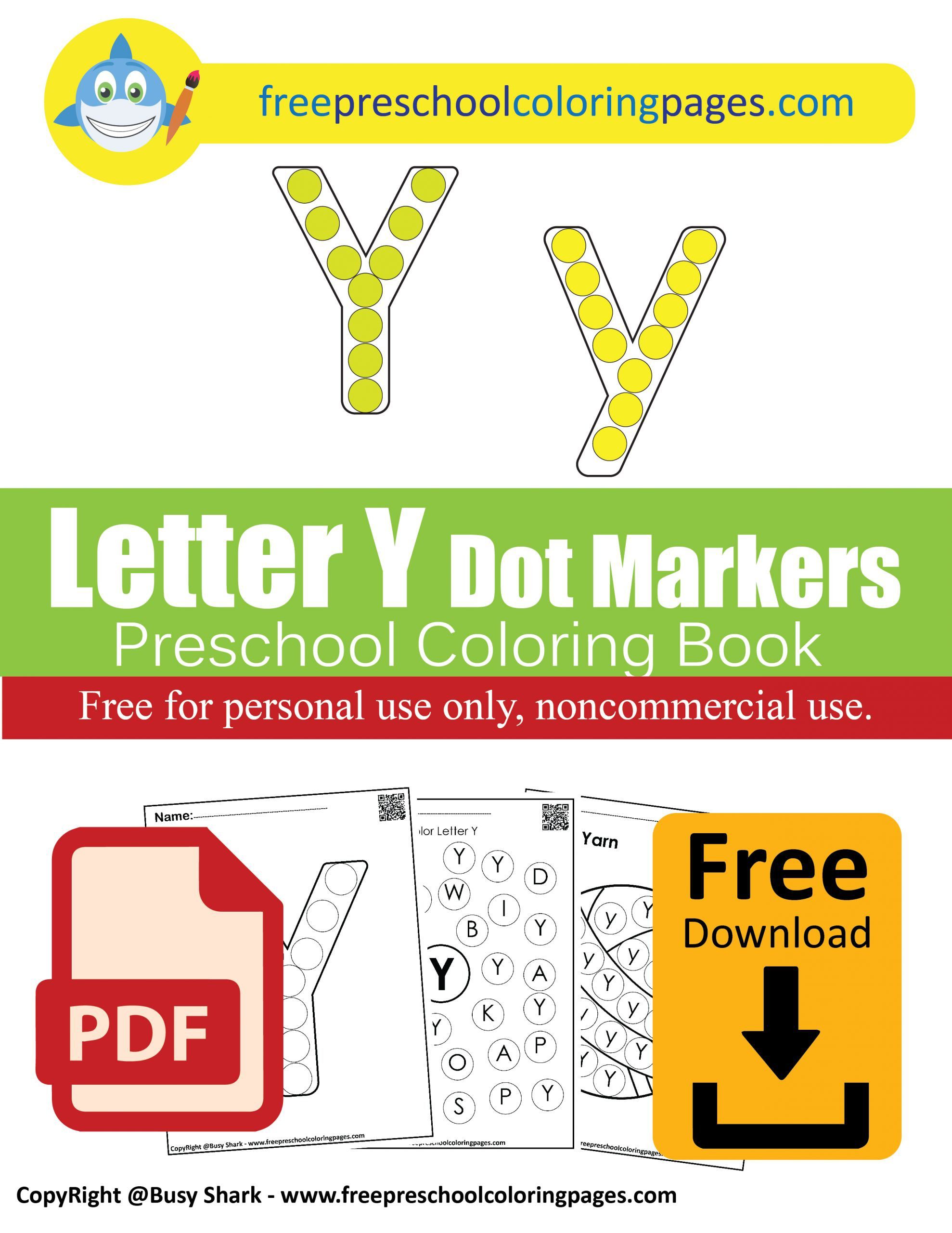 Letter y dot markers free coloring pages