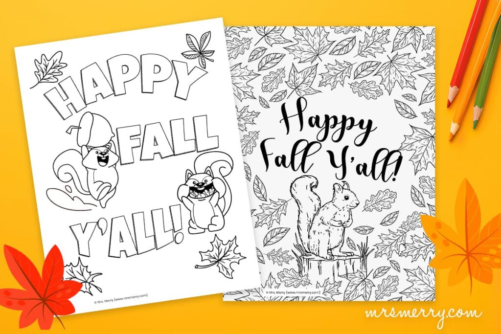Happy fall yall coloring page free printable mrs merry