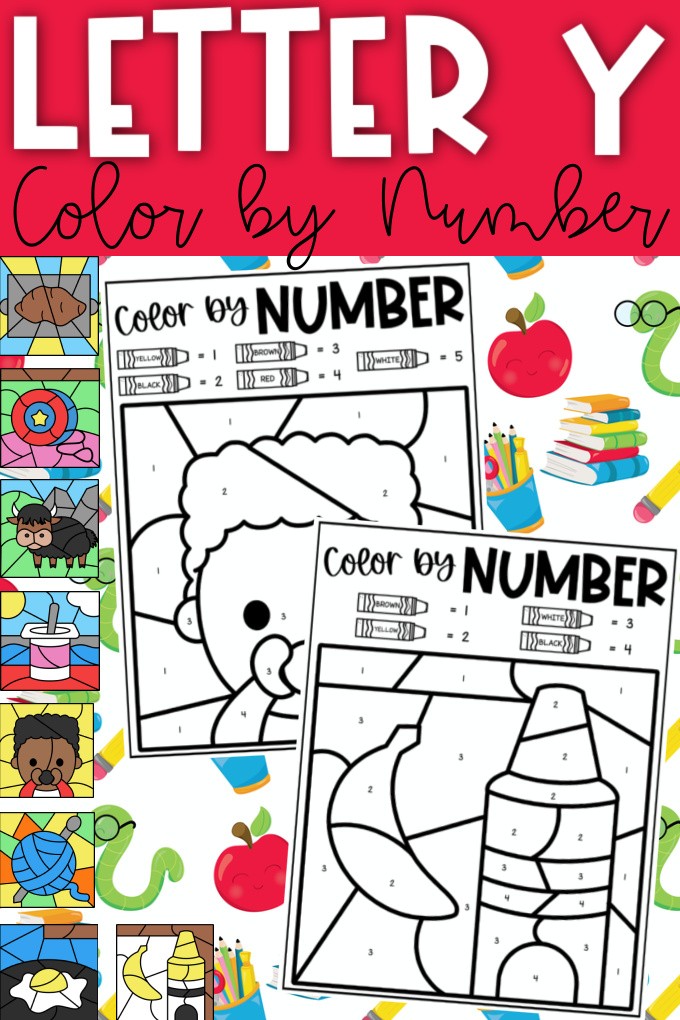 Letter y color by number coloring sheets