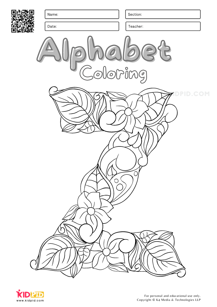 Alphabet coloring pages for kids