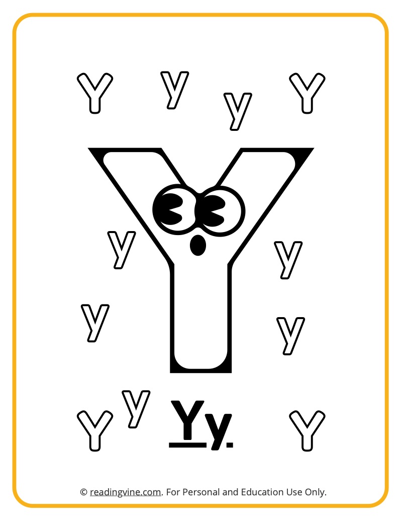 Letter y coloring pages