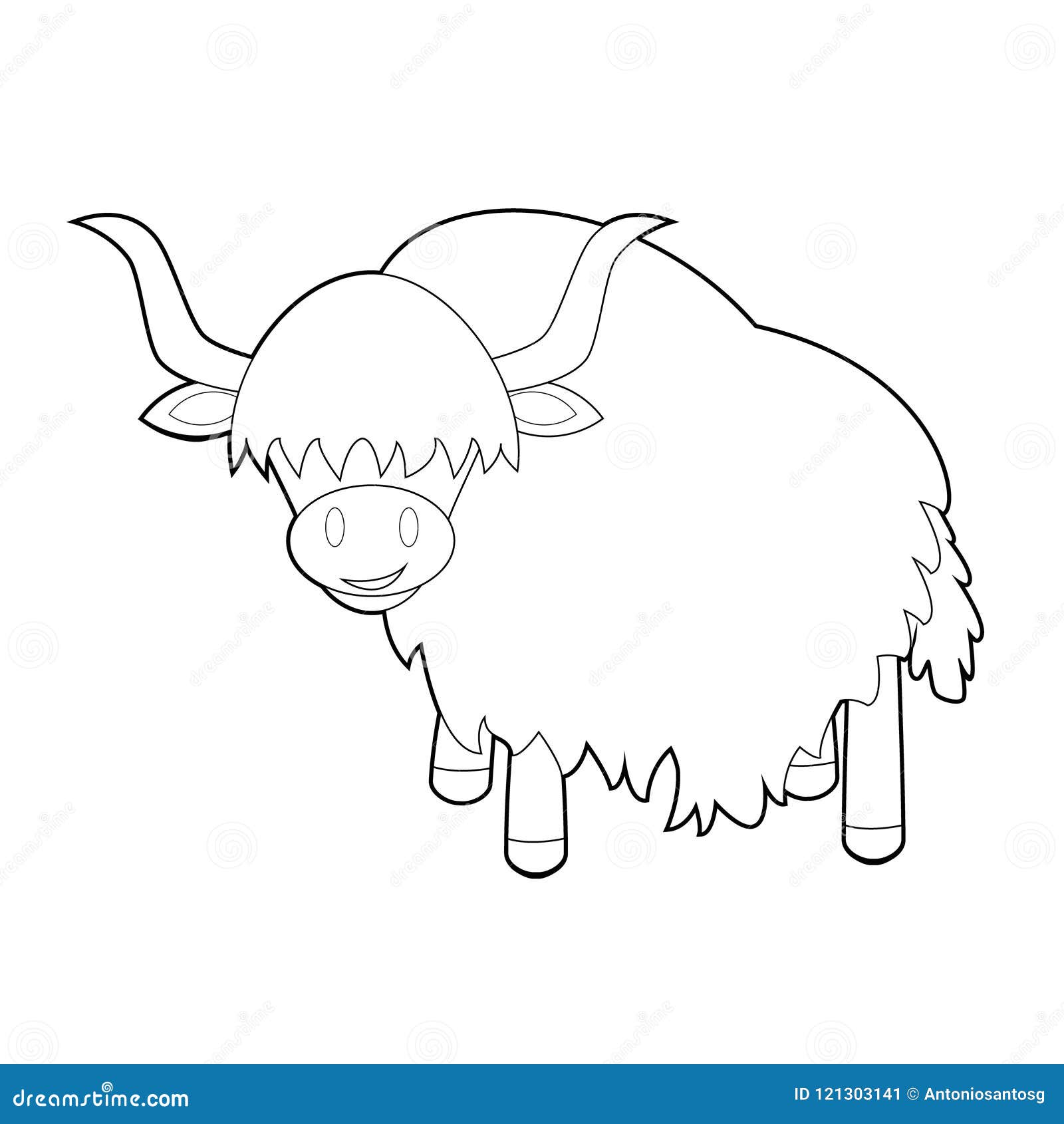 Easy coloring animals for kids yak stock vector