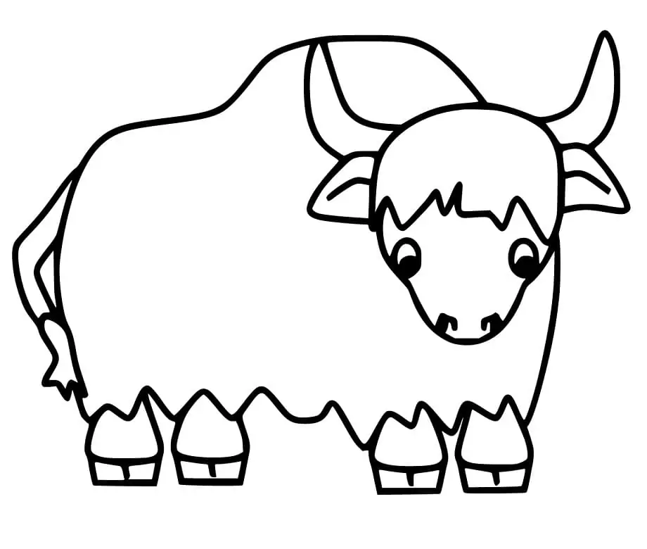 Easy yak coloring page