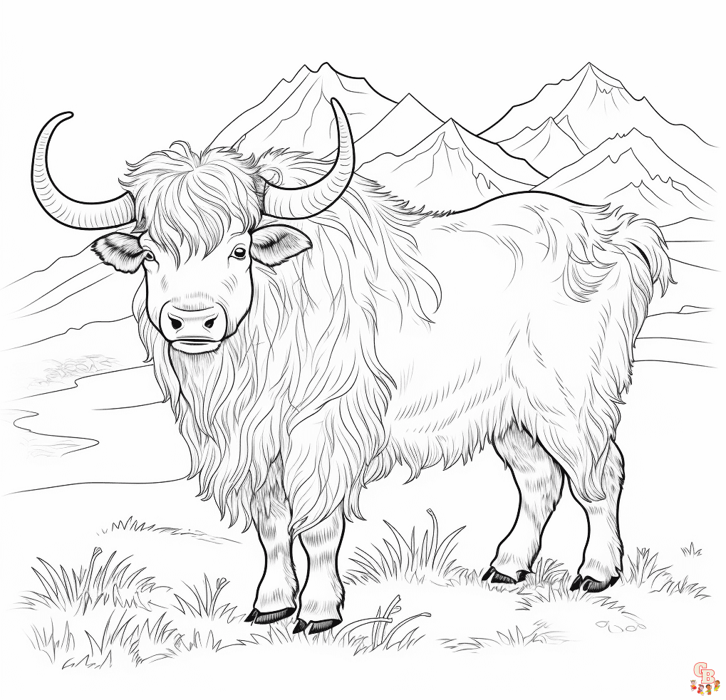 Printable yak coloring pages free for kids and adults