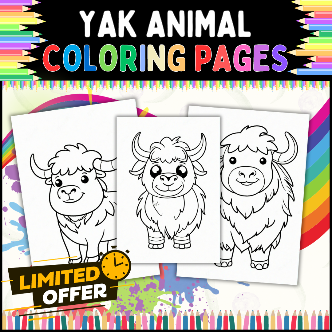 Yak animal coloring pages for kids classroom preschool grades st