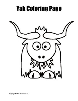Printable yak coloring page worksheet by lesson machine tpt