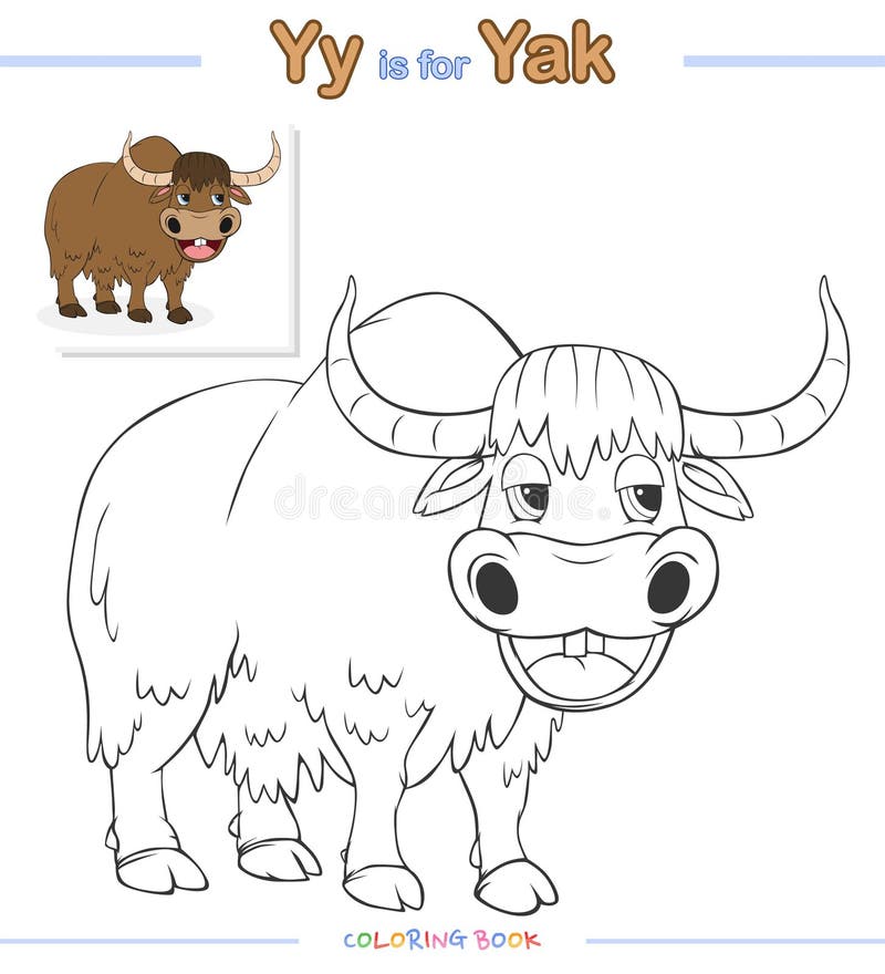 Kids coloring books or coloring pages yak illustration stock vector
