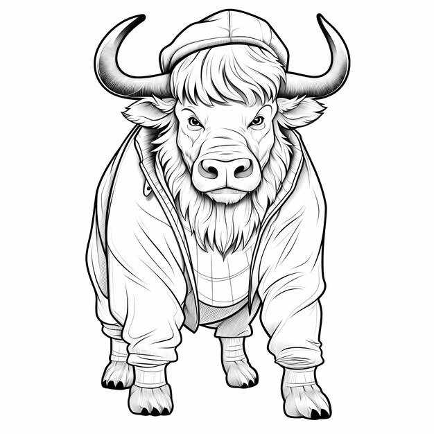 Premium ai image yak style printable coloring book page ballcap