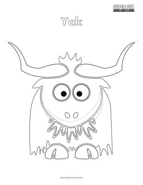 Cartoon yak coloring page