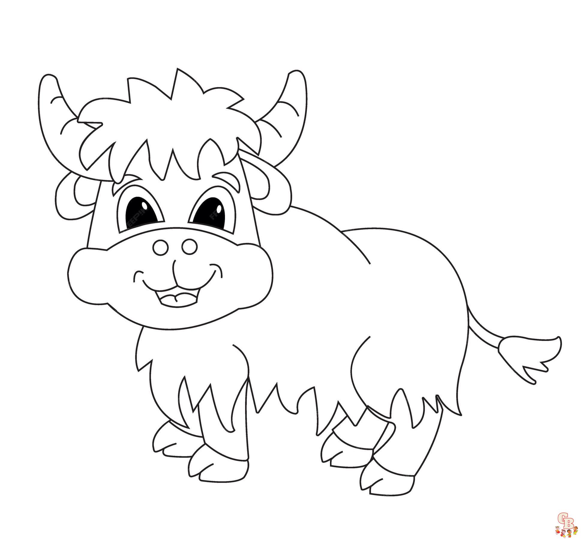 Printable yak coloring pages free for kids and adults