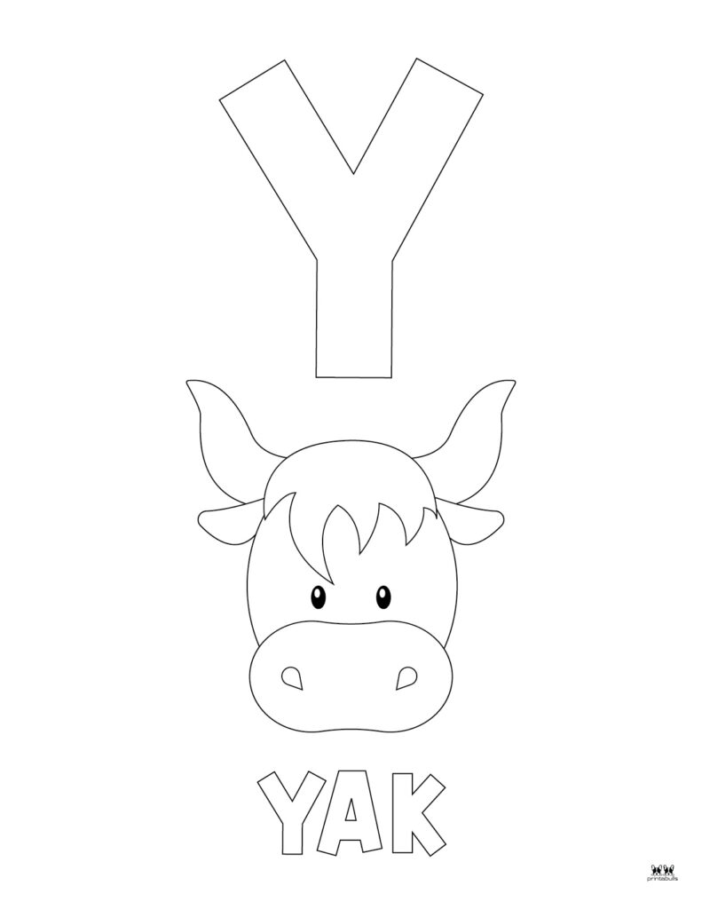 Letter y coloring pages