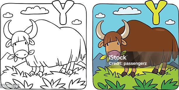 Funny wild yak coloring book alphabet y stock illustration