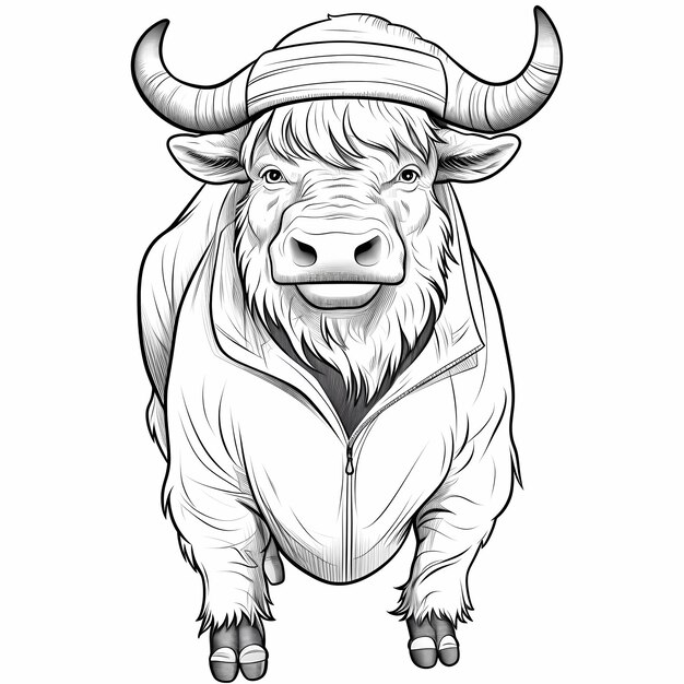 Premium ai image yak style printable coloring book page ballcap