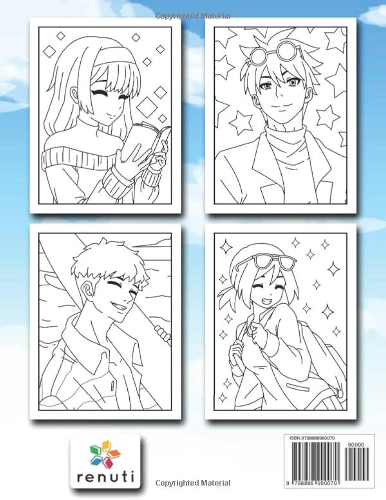 Anime coloring book for teens