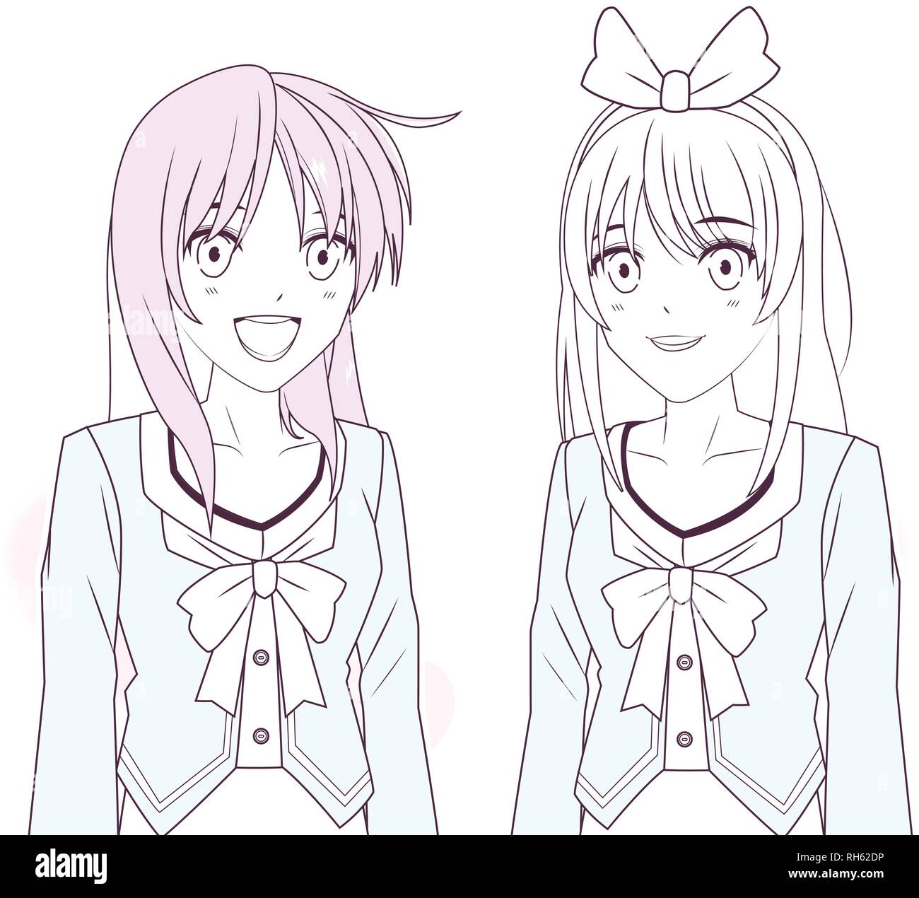 Anime manga girls stock vector image art