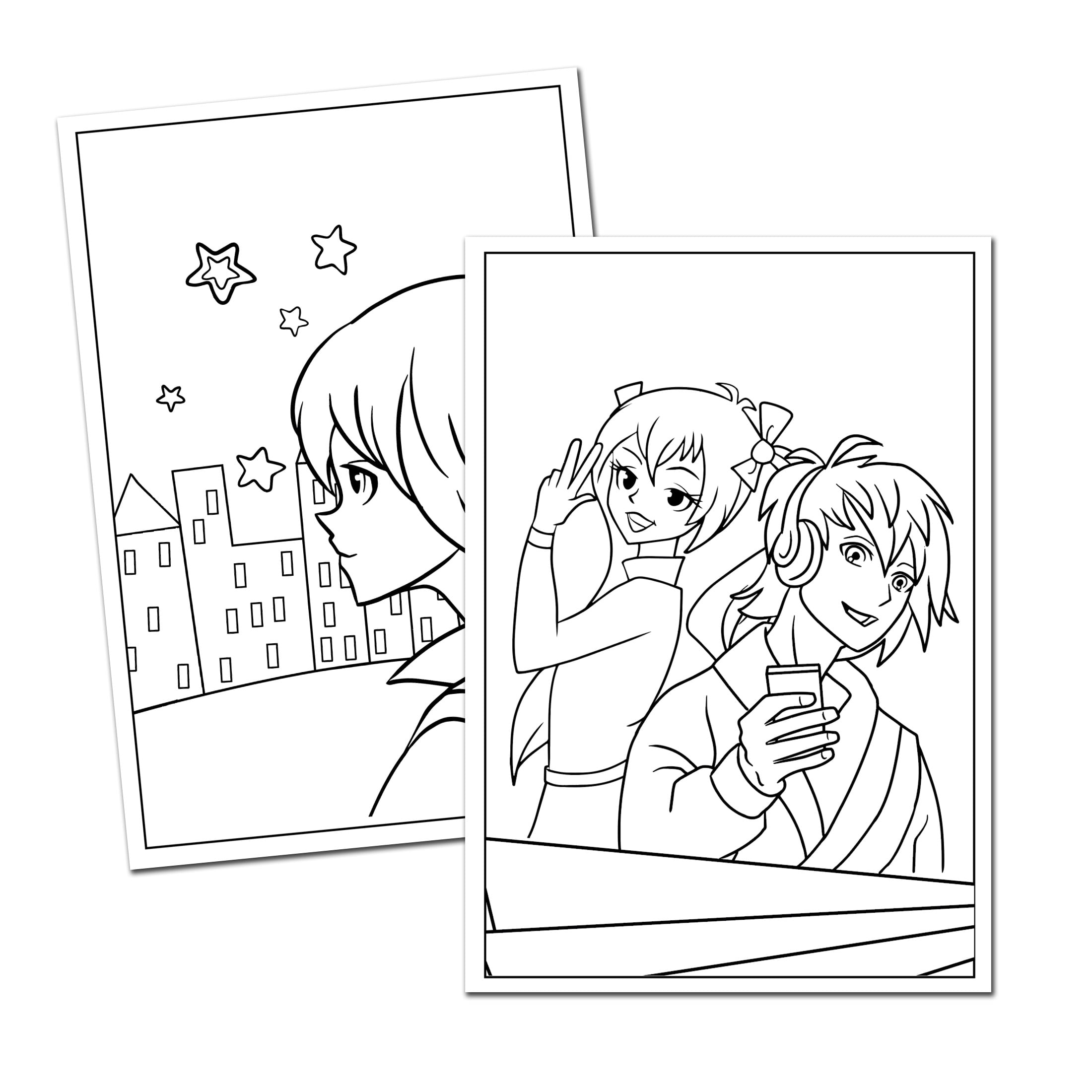 Anime advanced coloring book paperback