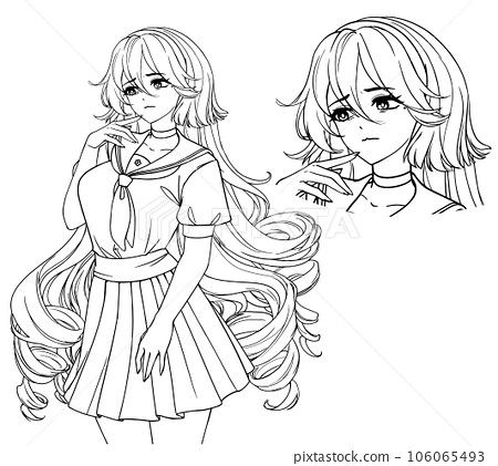 Anime full body manga visual novel npc sprite