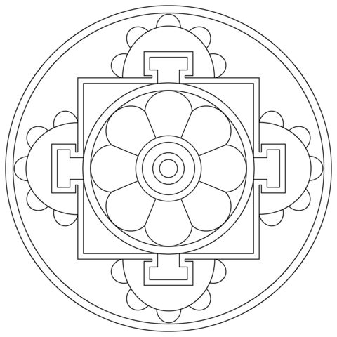 Simple tibetan mandala coloring page tibetan mandala tibetan mandala art mandala coloring