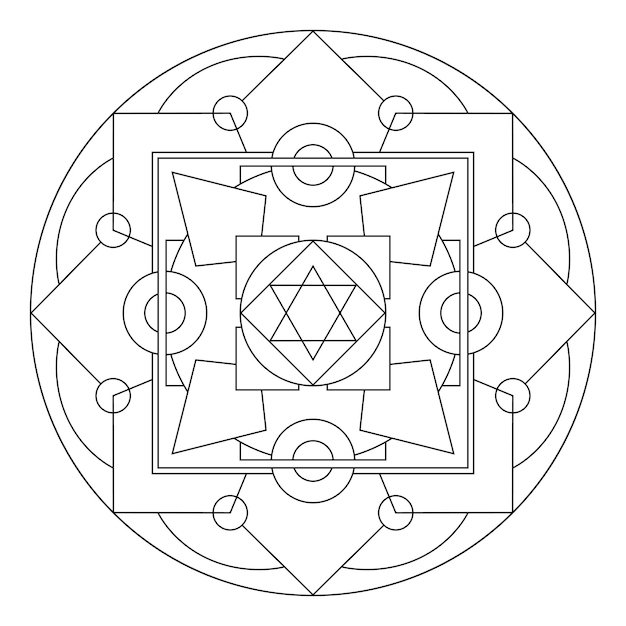 Premium vector sacred geometry mandala coloring page for adults abstract mystical signs vector illustration