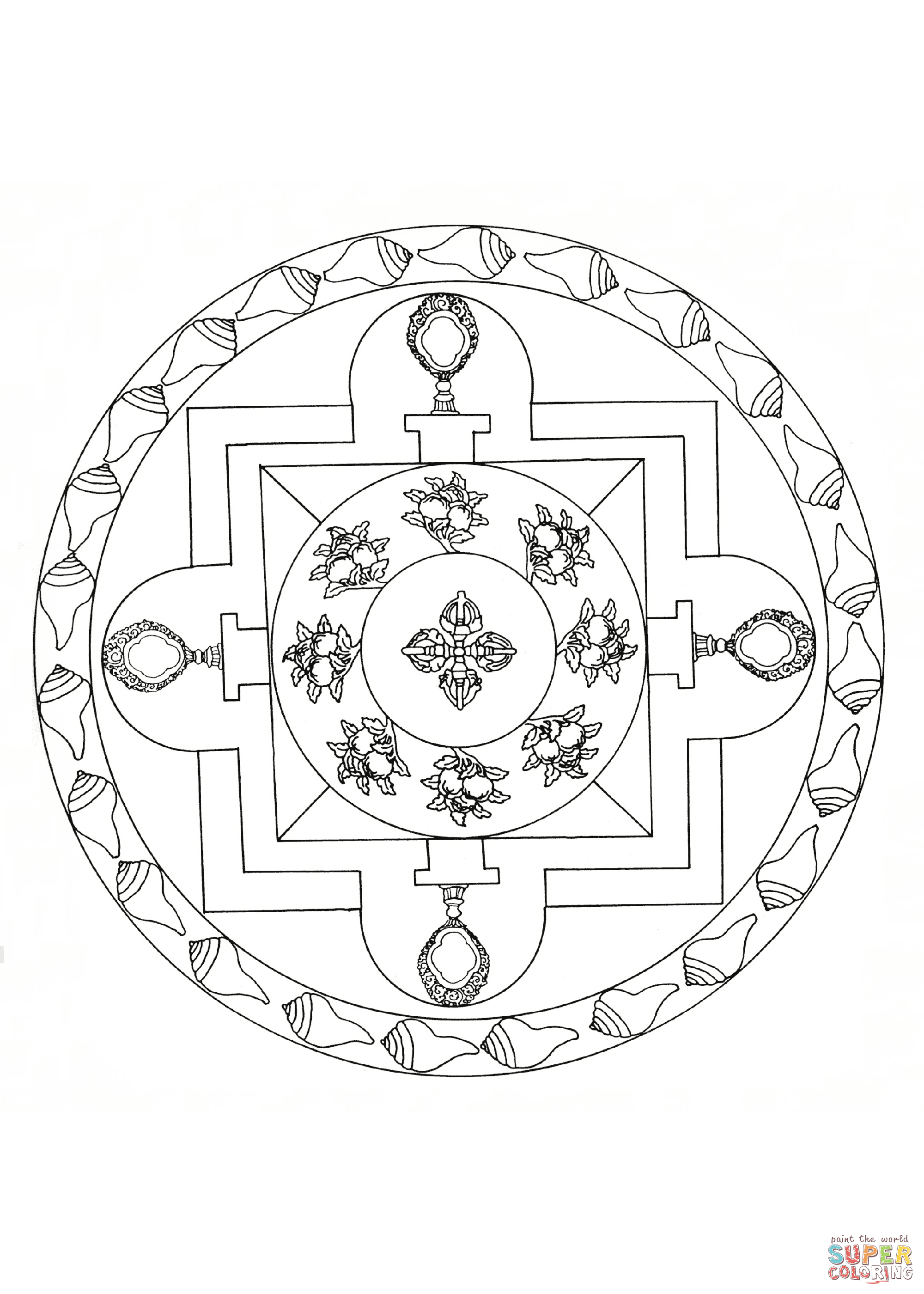 Tibetan mandala coloring page free printable coloring pages mandala tibetano pãginas para colorear mandalas