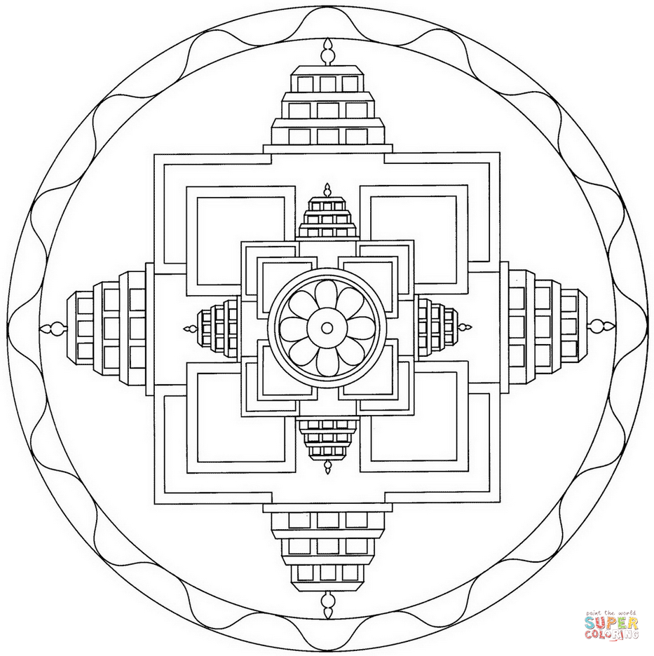 Tibetan mandala coloring page free printable coloring pages