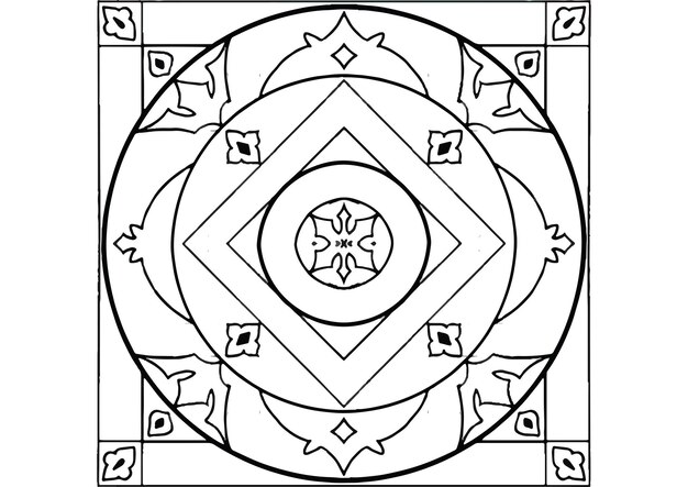 Premium vector mantra mandala the meditation art for adults to coloring drawing with hands by art by uncle
