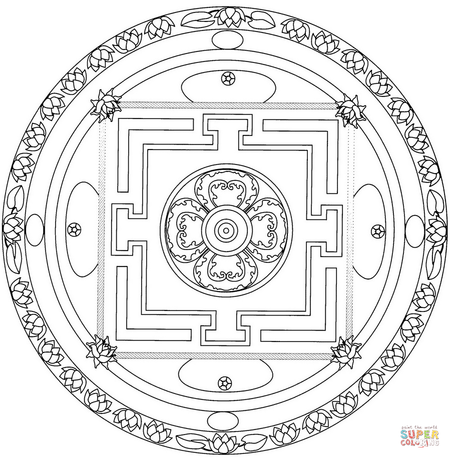 Tibetan mandala coloring page free printable coloring pages