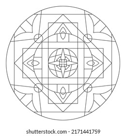 Sacred geometry mandala coloring page adults stock vector royalty free