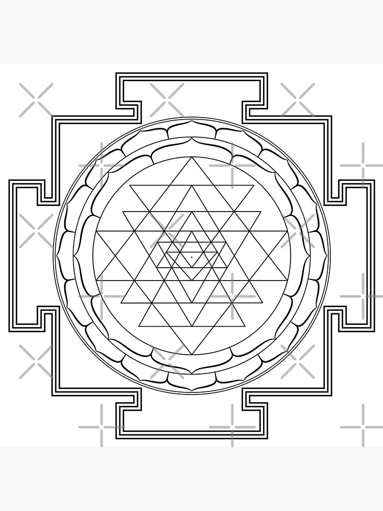 Sri yantra mandala in black art print for sale by angelsonly