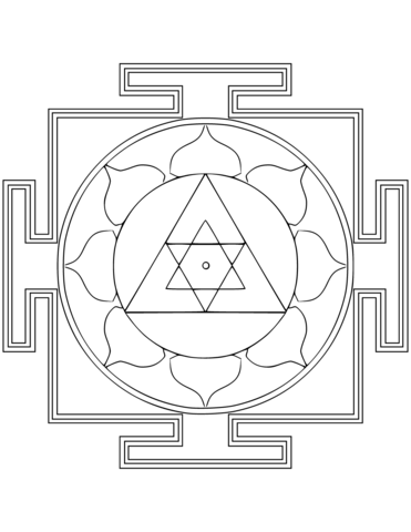 Yantra mandala coloring page free printable coloring pages