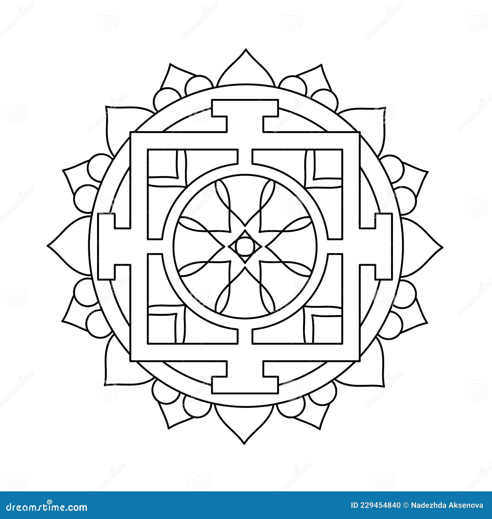 Mandala a sacred ritual symbol coloring book for adult hand drawn mandala pattern stock vector