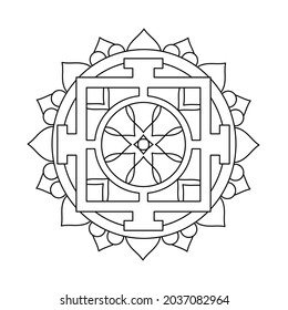 Mandala sacred ritual symbol coloring book stock vector royalty free