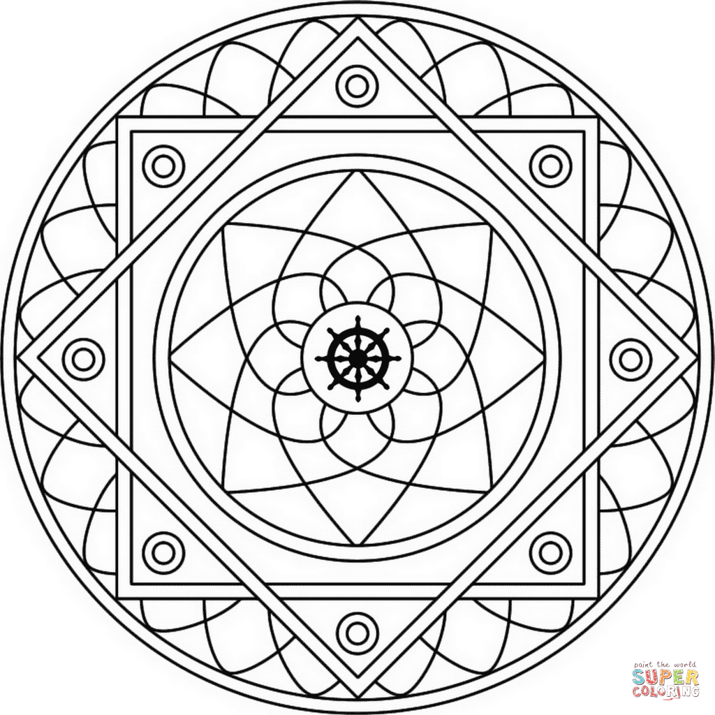 Mandala with samsara coloring page free printable coloring pages
