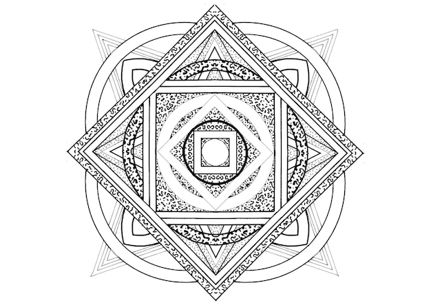 Premium vector mantra mandala the meditation art for adults to coloring drawing with hands by art by uncle