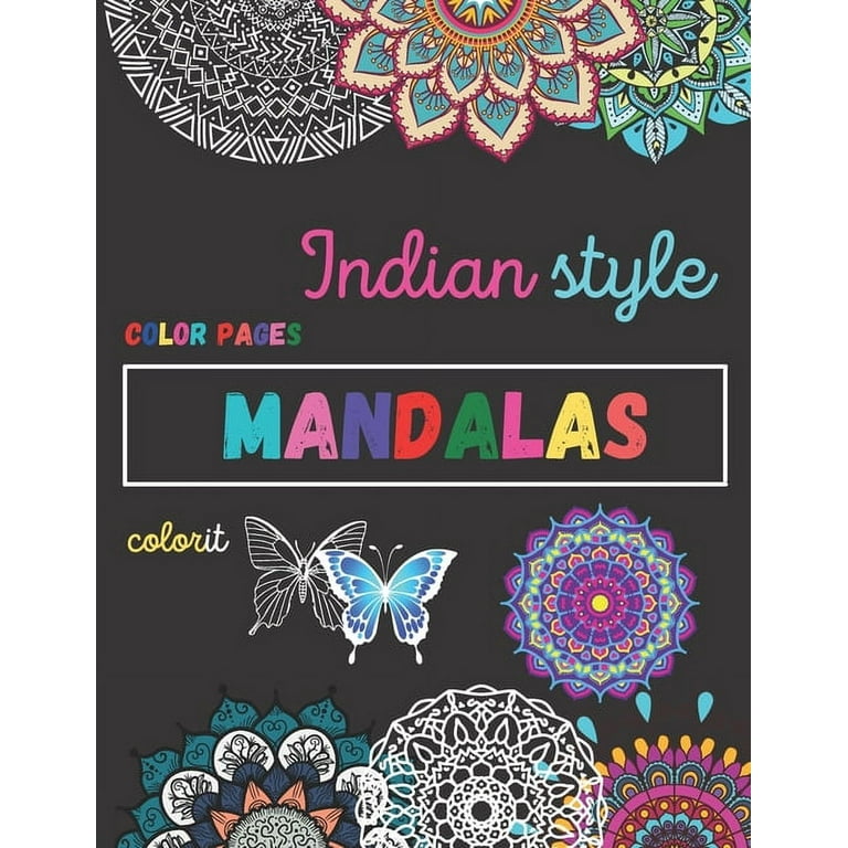 Indian style mandala coloring book pages adult coloring book with indian mandalas style paperback