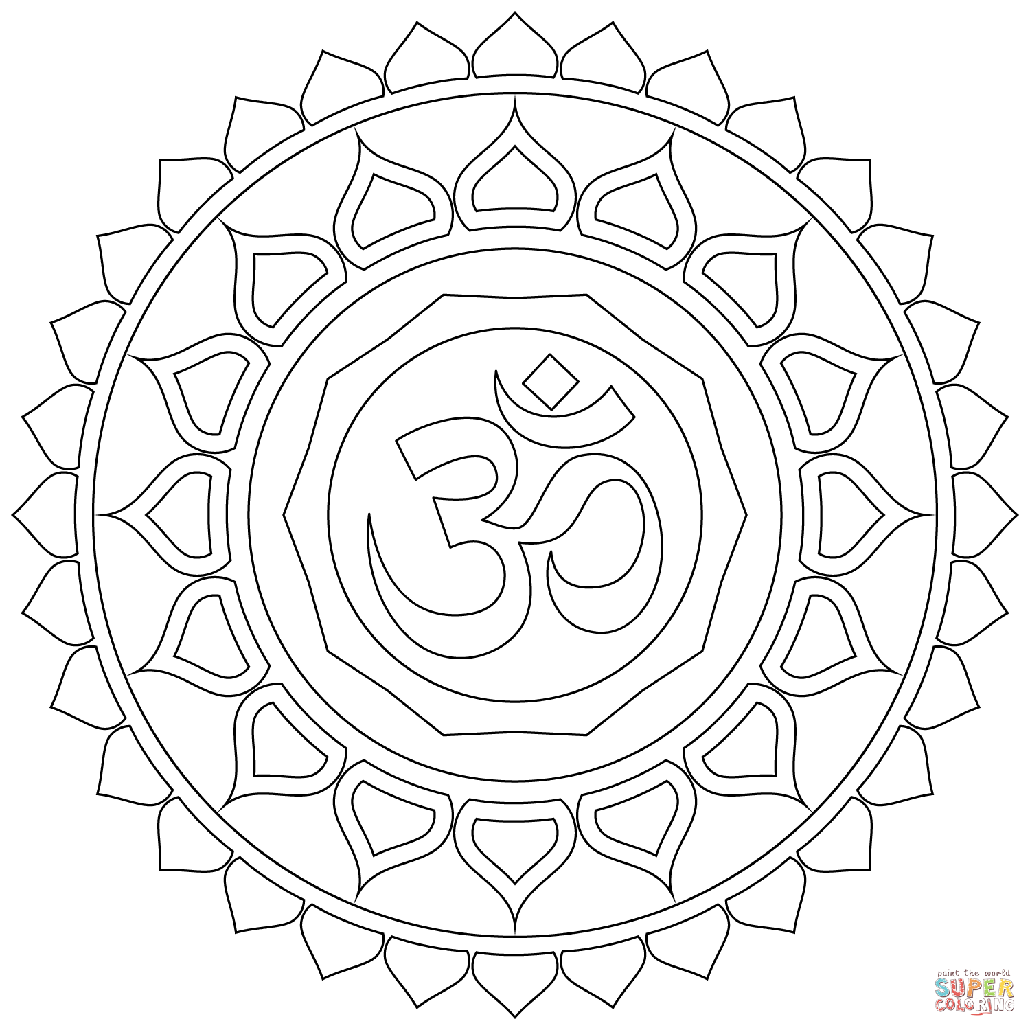 Om mandala coloring page free printable coloring pages